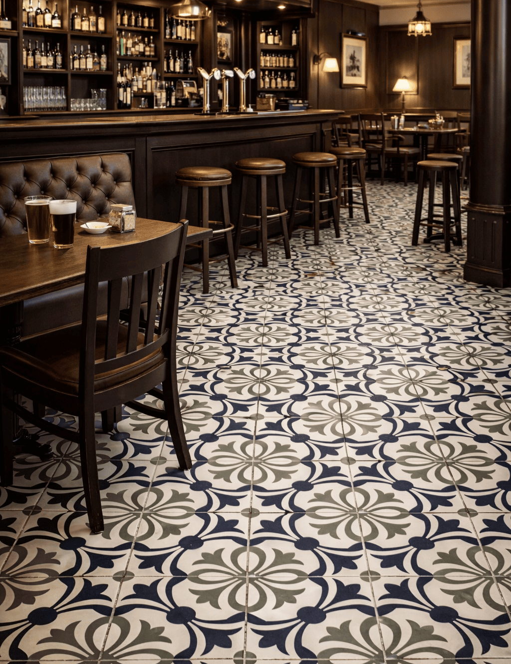 Remarkable Regis Green Victorian Pattern Tile | 200x200mm